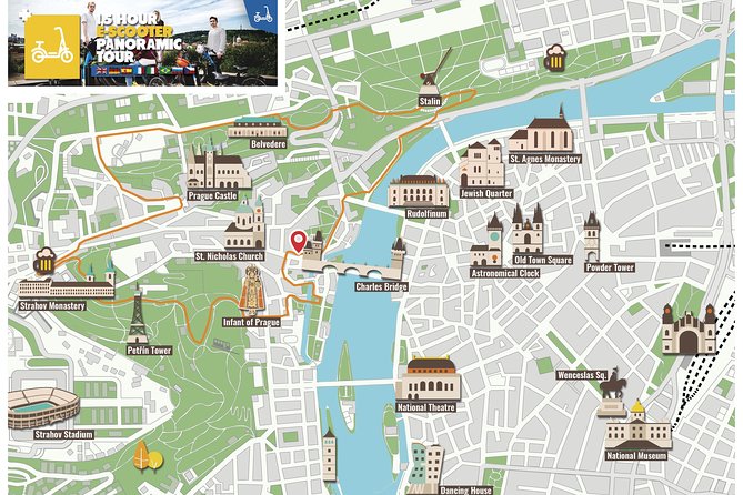 1.5h Prague E-Scooter Panoramic Tour small-group with PragueWay - Strahov Monastery and the library stop that most people rush past