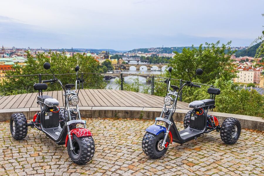 Electric Trike Sunset Prague Tour - Jewish Quarter and Pařížská Street, then Old Town Square for the Big Finish