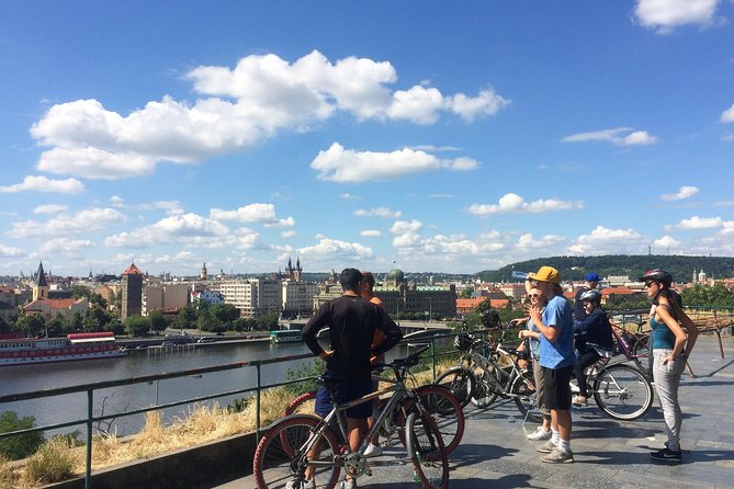 Prague Bike Tour - Stunning Viewpoints, Castle, City & Park - The Prague Metronome stop and a skyline you can read