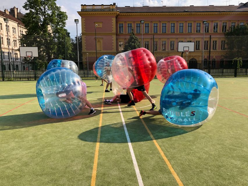 Prague: Bubbles football in city centre of Prague - Changing room, warm-up, and safety rules before the first goal