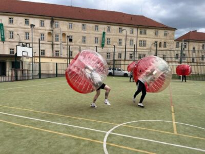 Bubbles football in city centre of Prague