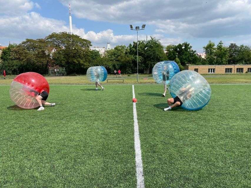 Prague: Bubbles football - Zorb Football in centrum - Changing room, knee protection, and the safety briefing that matters