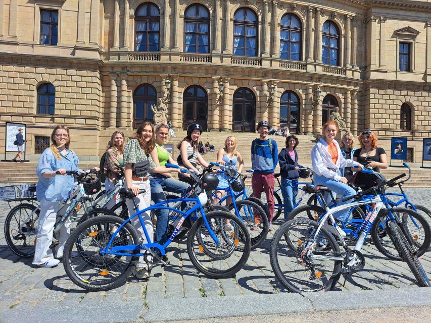 Prague City Bike guided tour - Old Town Square and the Astronomical Clock stop that anchors the ride