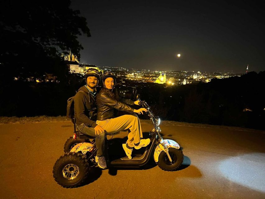 Prague City sightseeing in Night Trike Tour - John Lennon Wall and Charles Bridge views: classic Prague stops, paced for photos