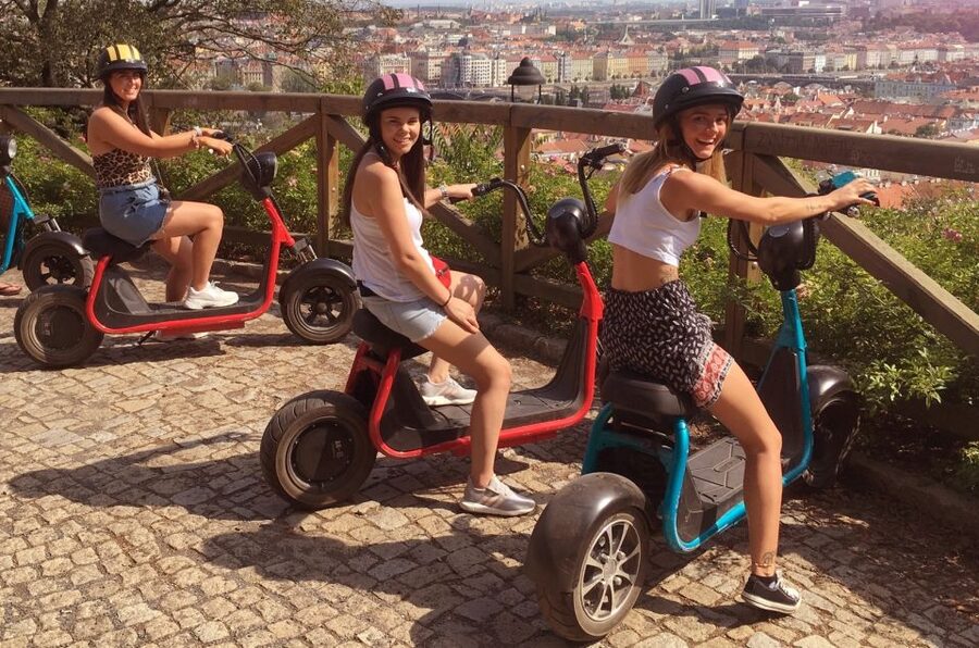 Prague: E-Bike/E-Scooter Viewpoint Tour - First stop: getting oriented fast at the meeting point
