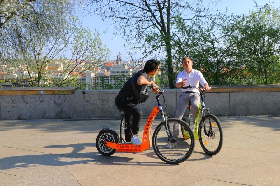 Prague: E-Bike/E-Scooter Viewpoint Tour - Petřín Hill and the royal gardens: the “spires” viewpoint moment