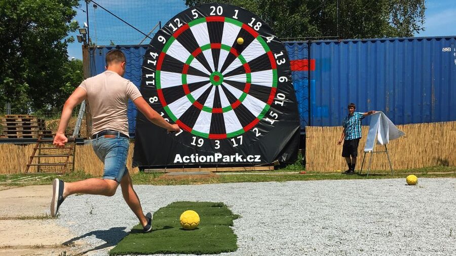 Prague : Giant Foot Darts and Giant Beer Pong Game - Giant Foot Darts: Soft Balls, Big Targets, and Real Footwork
