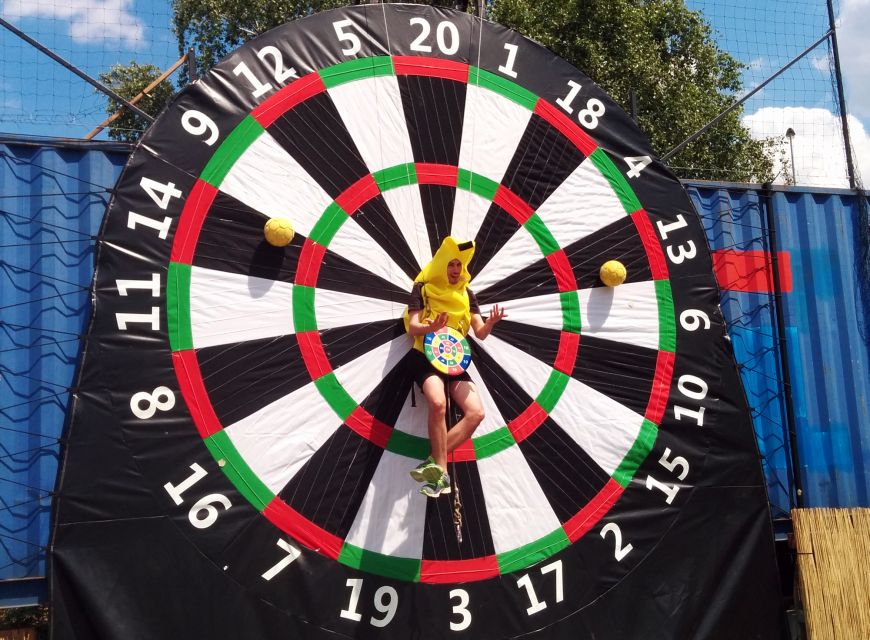 Prague : Giant Foot Darts and Giant Beer Pong Game - Welcome Drink, Safety Briefing, and Instructor Style