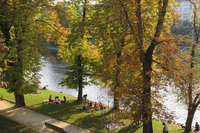 Prague Literary & Historical Tours - Comprehensive Route - The viewpoint on Slovanský ostrov, using the river to read Prague