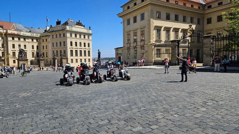 Prague: Panoramic Viewpoints Guided Electric Tricycle Tour - Prague Castle: the main gate square photo stop you’ll want to plan around