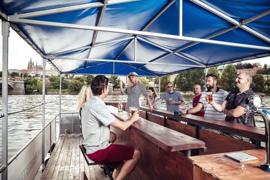 Prague: Private Cycle Boat River Tour with Beer or Prosecco - Where to meet: the blue-roof cycle boat by U Bukanýra and Albatros Botel