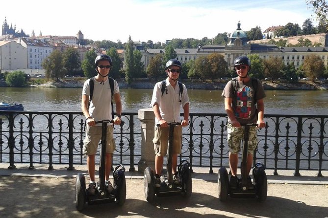 Prague Segway Tour - What you ride with, ponchos, gloves, helmet, and water