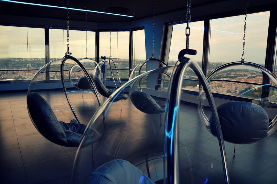 Prague: Žižkov TV Tower Observatory Entry Ticket - Cabin 2: bubble chairs and street sounds you can feel