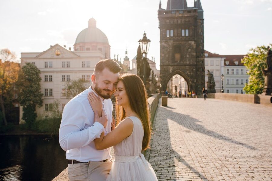 Romantic Photoshoot Experience for Couples in Prague - Stop One: The Astronomical Clock Area for Classic Prague Portrait Energy