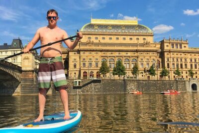 Stand-Up Paddleboarding on the Vltava River in Prague