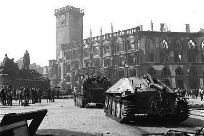 WWII in Prague Tour & The Crypt of Operation Anthropoid - Powder Tower start and the moving route through Prague WWII sites
